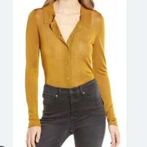 GOOD AMERICAN SHEER BUTTON FRONT POLO size 2XL - 5